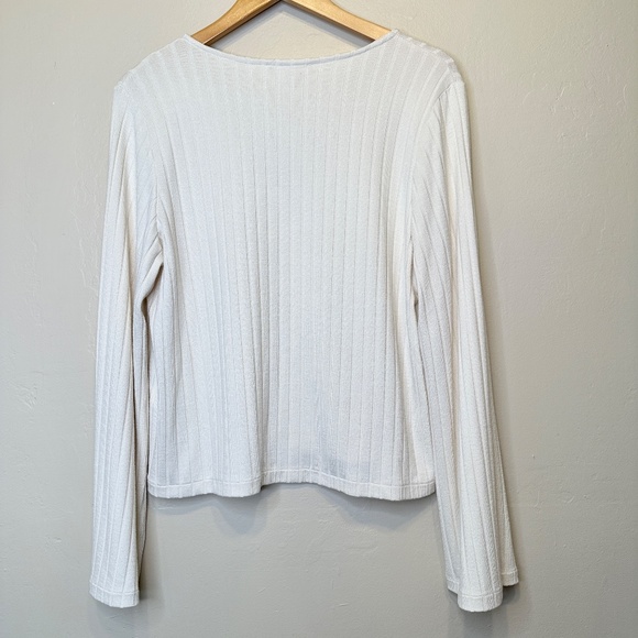 Madewell | Ribbed Button Front Boxy Fit Long Sleeve Shirt Lightweight Cardigan - Picture 4 of 12